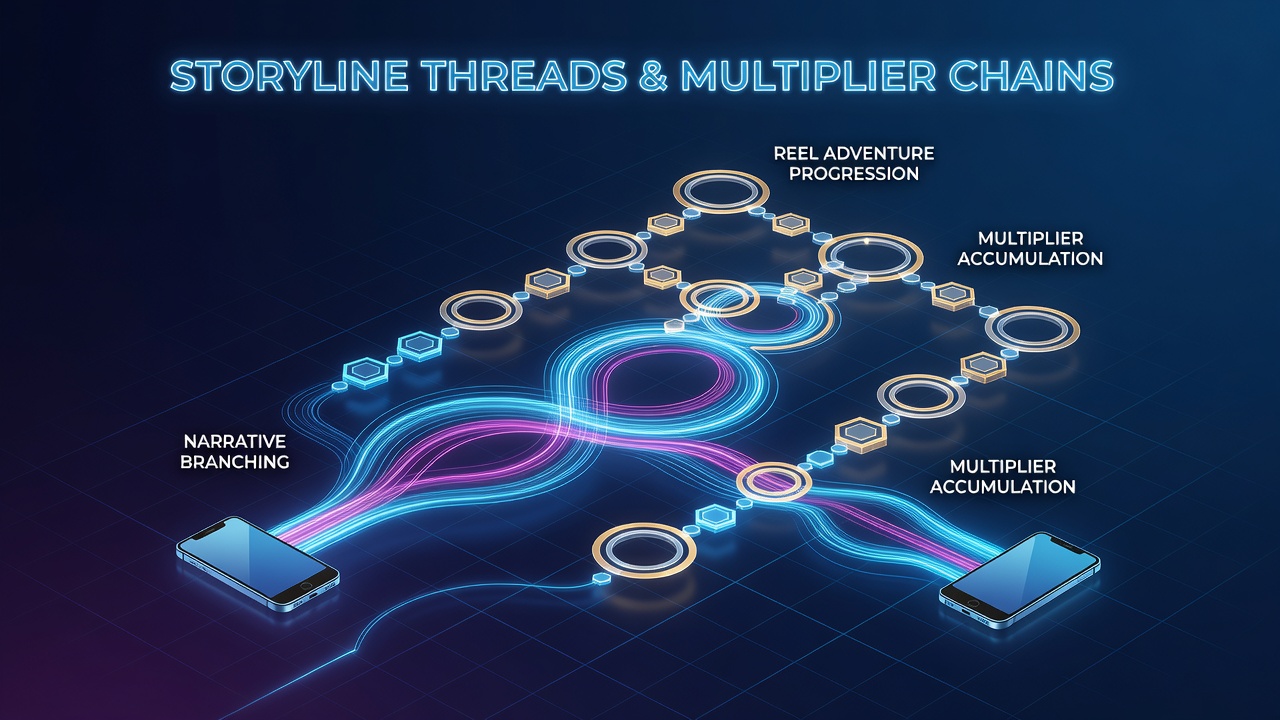 Detailansicht von Multiplikator-Ketten in progressiven mobilen Slots mit Storyline-Overlay